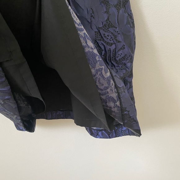 Aidan Mattox Navy Jacquard Cocktail Mini Dress - Picture 5 of 6